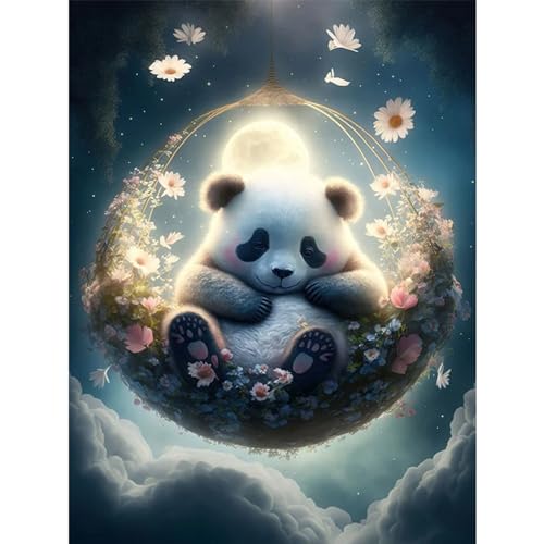 YIYUE 5D Diamond Painting Kits Bilder für Erwachsene, Panda DIY Diamant Malerei Painting Bilder Set, Diamond Art Full Runder Malen Nach Zahlen Erwachsene Set (35x45cm), Nr. 7 von YIYUE