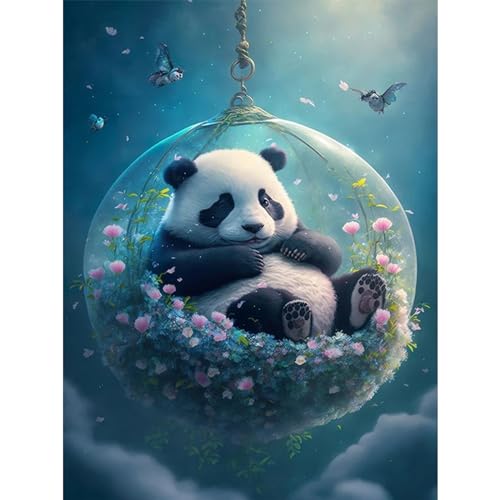 YIYUE 5D Diamond Painting Kits Bilder für Erwachsene, Panda DIY Diamant Malerei Painting Bilder Set, Diamond Art Full Runder Malen Nach Zahlen Erwachsene Set (35x45cm), Nr. 8 von YIYUE
