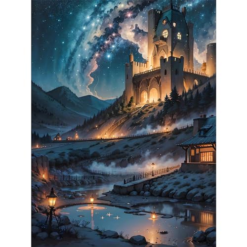 YIYUE 5D Diamond Painting Kits Bilder für Erwachsene, Schloss DIY Diamant Malerei Painting Bilder Set, Diamond Art Full Runder Malen Nach Zahlen Erwachsene Set (35x45cm), Nr. 7 von YIYUE