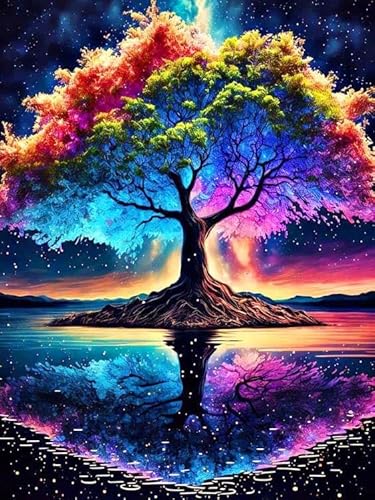 YIYUE 5D Diamond Painting Kits Bilder für Erwachsene, Tree Baum DIY Diamant Malerei Painting Bilder Set, Diamond Art Full Runder Malen Nach Zahlen Erwachsene Set (35x45cm), Nr. 1 von YIYUE