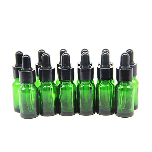 YIZHAO Pipettenflasche 5ml Grün, Apothekerflasche mit [Dropper Pipette Glas], Tropfpipette Flaschen für Ätherische Öl,Parfümöle,Aromatherapie,Düfte,Flüssigkeit – 12Pcs von YIZHAO