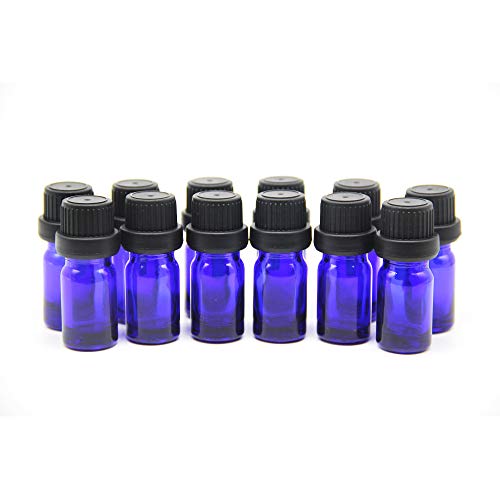 YIZHAO Blau Pipettenflasche 10ml mit [Orifice Reducers], Braunglasflasche mit Tropfpipette,für Ätherisches Öl,Aromatherapie, Massage, Duftöl Probe,Make-up,chemische Flüssigkeit – 12Pcs von YIZHAO