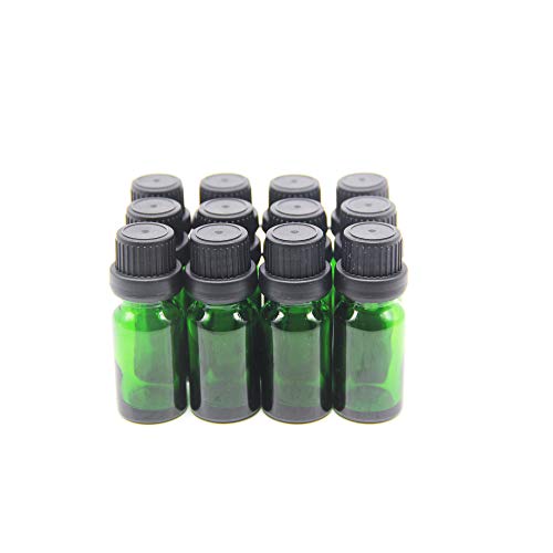 Yizhao Grün Pipettenflasche 5ml mit [Orifice Reducers], Braunglasflasche mit Tropfpipette,für Ätherisches Öl,Aromatherapie, Massage, Duftöl Probe,Make-up,chemische Flüssigkeit – 12Pcs von YIZHAO