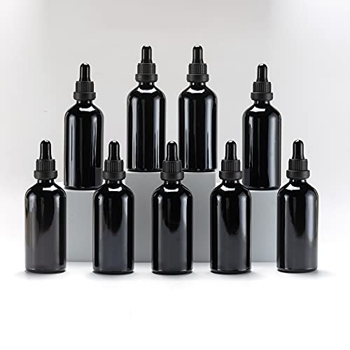 YIZHAO Pipettenflasche 100ml Schwarz, Apothekerflasche mit [Dropper Pipette Glas], Tinktur Flaschen für Ätherische Öl,Parfümöle,Aromatherapie,Düfte,Flüssigkeit – 9Pcs von YIZHAO