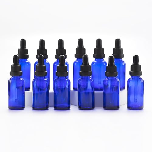 YIZHAO Pipettenflasche 30ml Blau, Apothekerflasche mit [Dropper Pipette Glas], Tinktur Flaschen für Ätherische Öl,Parfümöle,Aromatherapie,Düfte,Flüssigkeit – 12Pcs von YIZHAO
