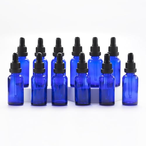 YIZHAO Pipettenflasche 30ml Blau, Apothekerflasche mit [Dropper Pipette Glas], Tinktur Flaschen für Ätherische Öl,Parfümöle,Aromatherapie,Düfte,Flüssigkeit – 12Pcs von YIZHAO