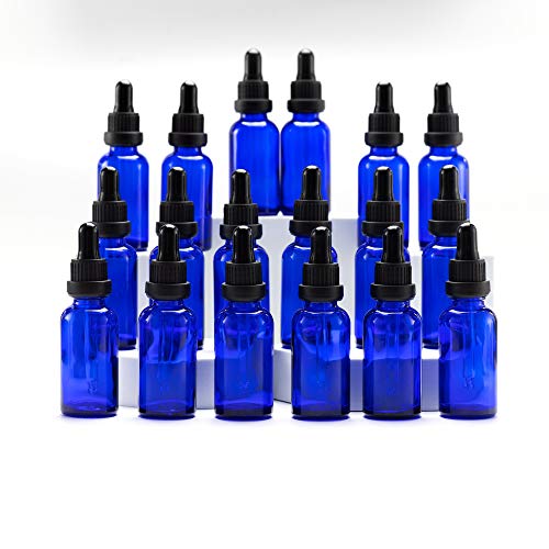 YIZHAO Pipettenflasche 30ml Blau, Apothekerflasche mit [Dropper Pipette Glas], Tinktur Flaschen für Ätherische Öl,Parfümöle,Aromatherapie,Düfte,Flüssigkeit – 18Pcs von YIZHAO