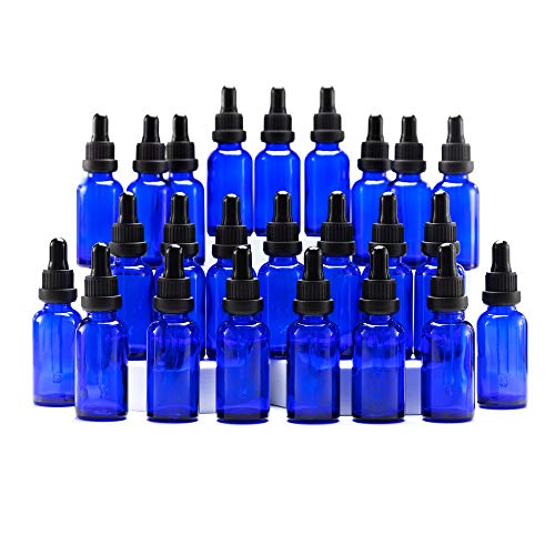 YIZHAO Pipettenflasche 30ml Blau, Apothekerflasche mit [Dropper Pipette Glas], Tinktur Flaschen für Ätherische Öl,Parfümöle,Aromatherapie,Düfte,Flüssigkeit – 24Pcs von YIZHAO