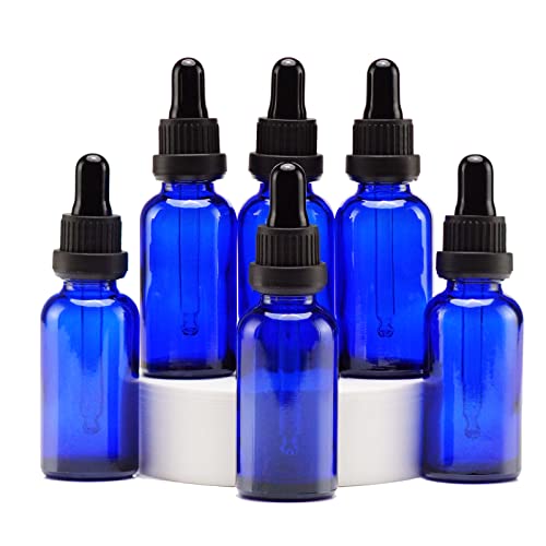 YIZHAO Pipettenflasche 30ml Blau, Apothekerflasche mit [Dropper Pipette Glas], Tinktur Flaschen für Ätherische Öl,Parfümöle,Aromatherapie,Düfte,Flüssigkeit – 6Pcs von YIZHAO