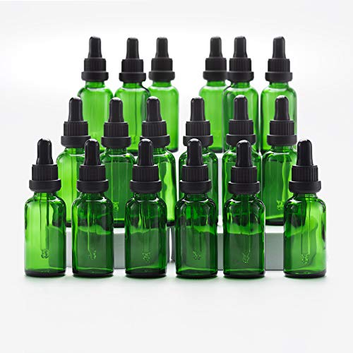 YIZHAO Pipettenflasche 30ml Grüne, Apothekerflasche mit [Dropper Pipette Glas], Tinktur Flaschen für Ätherische Öl,Parfümöle,Aromatherapie,Düfte,Flüssigkeit – 18Pcs von YIZHAO