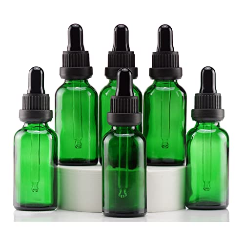 YIZHAO Pipettenflasche 30ml Grüne, Apothekerflasche mit [Dropper Pipette Glas], Tinktur Flaschen für Ätherische Öl,Parfümöle,Aromatherapie,Düfte,Flüssigkeit – 6Pcs von YIZHAO