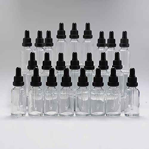 YIZHAO Pipettenflasche 30ml Klar, Apothekerflasche mit [Dropper Pipette Glas], Tinktur Flaschen für Ätherische Öl,Parfümöle,Aromatherapie,Düfte,Flüssigkeit – 24Pcs von YIZHAO