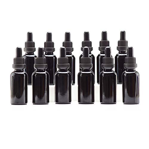 YIZHAO Pipettenflasche 30ml Schwarz, Apothekerflasche mit [Dropper Pipette Glas], Tinktur Flaschen für Ätherische Öl,Parfümöle,Aromatherapie,Düfte,Flüssigkeit – 12Pcs von YIZHAO