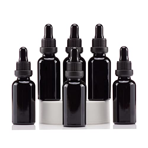 YIZHAO Pipettenflasche 30ml Schwarz, Apothekerflasche mit [Dropper Pipette Glas], Tinktur Flaschen für Ätherische Öl,Parfümöle,Aromatherapie,Düfte,Flüssigkeit – 6Pcs von YIZHAO