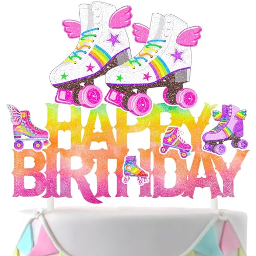 Happy Birthday Tortendeko, Rollschuhe Topper Cake, Kuchendeko Geburtstag, Happy Birthday Kuchen Deko, Kuchendeko, Tortendeko Geburtstag für Mädchen von YIZHIXIANGQ