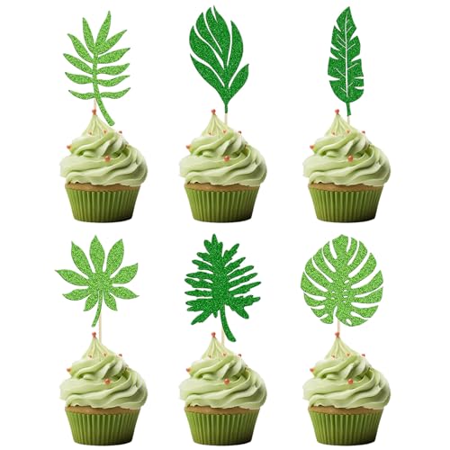 Tropische Blätter Kuchen Topper, 24 Stück Blätter Cake Topper, Grün Kuchen Topper, Cupcake Deko Hawaii, Cocktail Party Dekorationen für Obstkuchen Dessert Geburtstag Party Tropische Blätter Kuchen Topper, 24 Stück Blätter Cake Topper, Grün Kuchen Topper, Cupcake Deko Hawaii, Cocktail Party Dekorationen für Obstkuchen Dessert Geburtstag Party von YIZHIXIANGQ