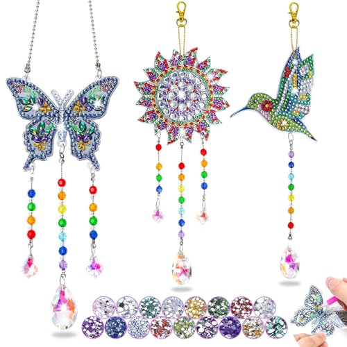 Diamond Painting Sonnenfänger Windspiel, 3pcs Diamond Painting Sonnenfänger Kinder, Diamond Painting Anhänger, Diamond-Painting Kinder, DIY-Ornamente, Geeignet für die Fensterdekoration Diamond Painting Sonnenfänger Windspiel, 3pcs Diamond Painting Sonnenfänger Kinder, Diamond Painting Anhänger, Diamond-Painting Kinder, DIY-Ornamente, Geeignet für die Fensterdekoration von YIZHIXIANGQ