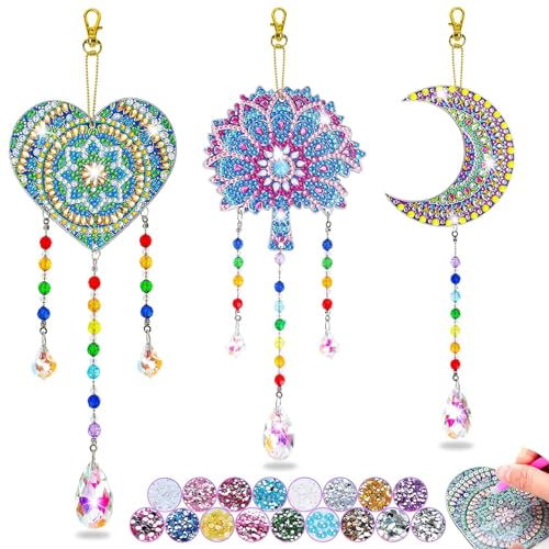Diamond Painting Sonnenfänger Windspiel, 3pcs Diamond Painting Sonnenfänger Kinder, Diamond Painting Anhänger, Diamond-Painting Kinder, DIY-Ornamente, Geeignet für die Fensterdekoration Diamond Painting Sonnenfänger Windspiel, 3pcs Diamond Painting Sonnenfänger Kinder, Diamond Painting Anhänger, Diamond-Painting Kinder, DIY-Ornamente, Geeignet für die Fensterdekoration von YIZHIXIANGQ