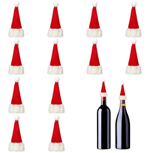 YIZHIXIANGQ Mini Weihnachtsmütze, 12 Stück Nikolausmütze Klein, Mini-Strickmütze des Weihnachten, Kleine Weihnachtsmütze, Mini Strickmütze für Weinflasche, Puppenhaus YIZHIXIANGQ Mini Weihnachtsmütze, 12 Stück Nikolausmütze Klein, Mini-Strickmütze des Weihnachten, Kleine Weihnachtsmütze, Mini Strickmütze für Weinflasche, Puppenhaus von YIZHIXIANGQ