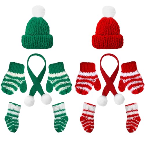YIZHIXIANGQ Mini Weihnachtsmütze, Nikolausmütze Klein, 12 Stück Mini Weihnachten Schal, Handschuhe, Mini Socken Deko, Weihnachtsmütze Tischdeko, Mini Strickmütze für Weinflasche, Puppenhaus YIZHIXIANGQ Mini Weihnachtsmütze, Nikolausmütze Klein, 12 Stück Mini Weihnachten Schal, Handschuhe, Mini Socken Deko, Weihnachtsmütze Tischdeko, Mini Strickmütze für Weinflasche, Puppenhaus von YIZHIXIANGQ