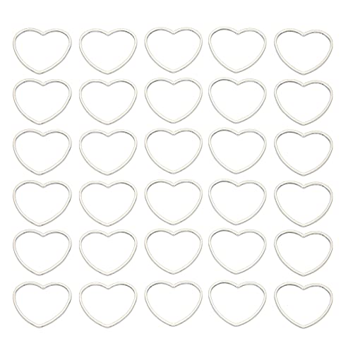 30 Stück Hohl rahmen Anhänger Harz Handwerk Schmuck Herstellung Zubehör Herzform Zubehör DIY Handy Dekorative Edelstahl (Herzförmig groß* 30) von YIZISECCE