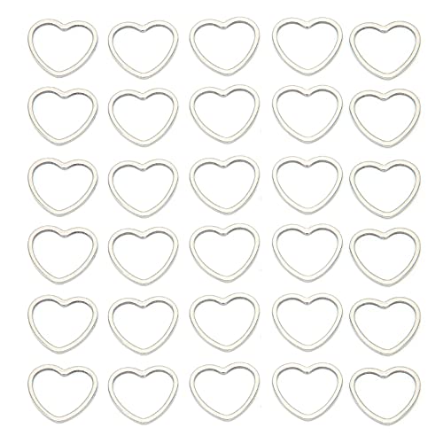 30 Stück Hohl rahmen Anhänger Harz Handwerk Schmuck Herstellung Zubehör Herzform Zubehör DIY Handy Dekorative Edelstahl (Herzförmig klein * 30) von YIZISECCE