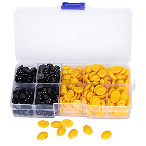 Für DIY, für Plastik, 580pcs flache Augen Nasen für Puppen -Teddybären -Stofftiere, die Spielzeugzubehör machen (580 Stück pro Schachtel (gelb)) von YIZISECCE