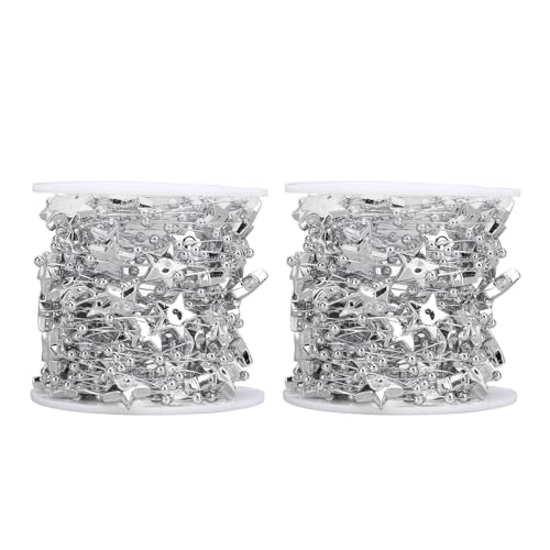 Star Bead String Garland Elegant dekorative Hochzeit Weihnachts dekor 2 Rollen 10m Länge Schnitt bare Perlen Girlande (Silber) von YIZISECCE