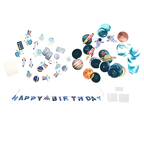 Weltraumthema Spiral Garland Alles Gute zum Geburtstag Banners Kinder Dekoration Set Set von YIZISECCE