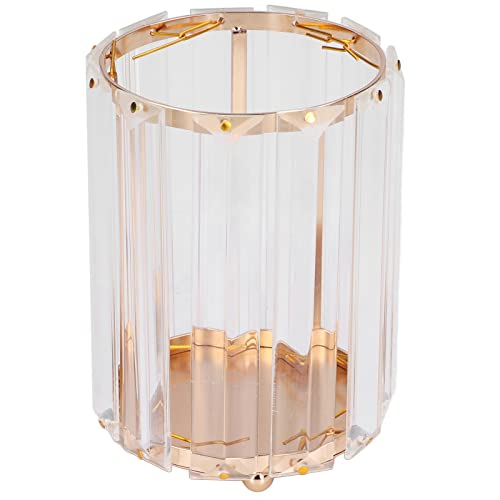 YIZISECCE Für Kosmetik, für Pinselhalter - Transparentes Glas, runde - dekorative Desktop -Stiftspeicher -Organizer Box (Gold) von YIZISECCE