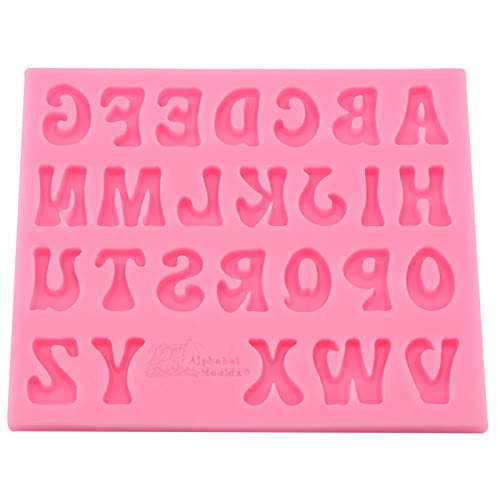 Yizisecce Silicon-Kuchenformen, für Buchstaben Form Fondant Schokoladendekorationswerkzeug, wiederverwendbares Backform, Nicht-Stick-Design (Rosa) von YIZISECCE