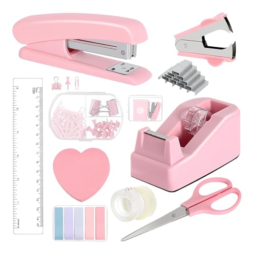 1.Office Essentials Set mit Hefter, Haftnotizen, Schere, Klebebandspender, Heftklammerentferner und Lineal für Schule/Schreibtisch-Organisation, Studenten, Schreibtisch-Organizer mit wichtigen 1.Office Essentials Set mit Hefter, Haftnotizen, Schere, Klebebandspender, Heftklammerentferner und Lineal für Schule/Schreibtisch-Organisation, Studenten, Schreibtisch-Organizer mit wichtigen von YIZITU