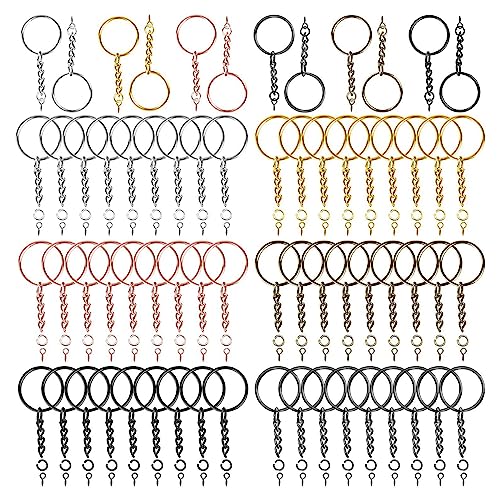 100 Stück 25 mm Eisen-Schlüsselanhänger, offene Ringe zum Aufhängen, Ringe mit Kette, 6 Farben, Schlüsselringe für Schlüsselanhänger 100 Stück 25 mm Eisen-Schlüsselanhänger, offene Ringe zum Aufhängen, Ringe mit Kette, 6 Farben, Schlüsselringe für Schlüsselanhänger von YIZITU