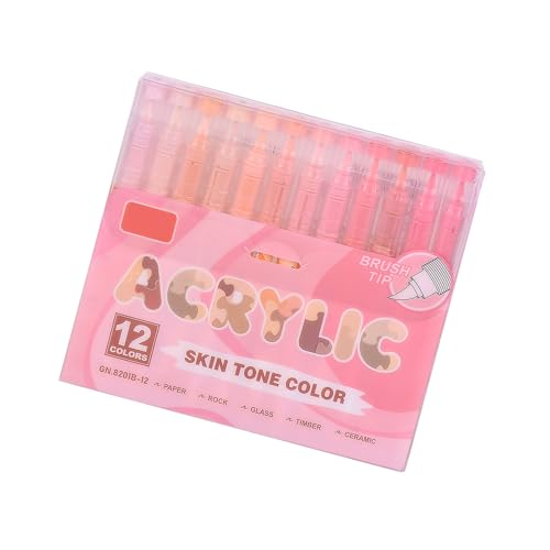 12 Farben Acrylmalstift, Pinselmarker, flüssige Acrylfarbe, Marker zum Zeichnen, Scrapbooking, Kartenherstellung, Journaling, weiche Spitze Marker zum Skizzieren 12 Farben Acrylmalstift, Pinselmarker, flüssige Acrylfarbe, Marker zum Zeichnen, Scrapbooking, Kartenherstellung, Journaling, weiche Spitze Marker zum Skizzieren von YIZITU