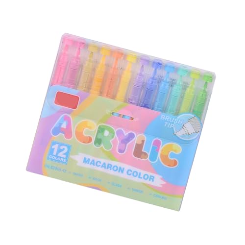 12 Farben Acrylmalstift, Pinselmarker, flüssige Acrylfarbe, Marker zum Zeichnen, Scrapbooking, Kartenherstellung, Journaling, weiche Spitze Marker zum Skizzieren 12 Farben Acrylmalstift, Pinselmarker, flüssige Acrylfarbe, Marker zum Zeichnen, Scrapbooking, Kartenherstellung, Journaling, weiche Spitze Marker zum Skizzieren von YIZITU