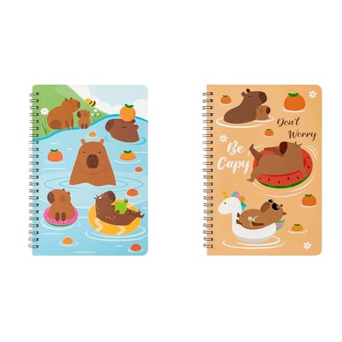 2 x Cartoon-Notizbuch, Doppelspulenbindung, 100 Seiten, College-Notizbuch, Tagebuch zum Schreiben, Tagebuch, 14 x 21 cm, Mehrzweck-Notizblock 2 x Cartoon-Notizbuch, Doppelspulenbindung, 100 Seiten, College-Notizbuch, Tagebuch zum Schreiben, Tagebuch, 14 x 21 cm, Mehrzweck-Notizblock von YIZITU