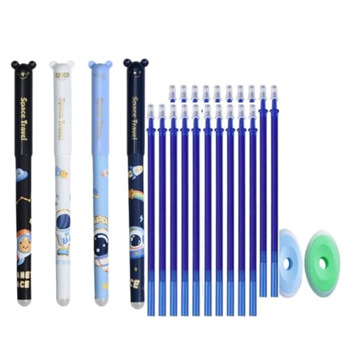 4 Stück Cartoon-Gelschreiber mit Stiftminen und Radiergummi, löschbarer Gelstift, 0,5 mm Nadelspitze, Büroschreibstift zum Schreiben, löschbarer Stift von YIZITU