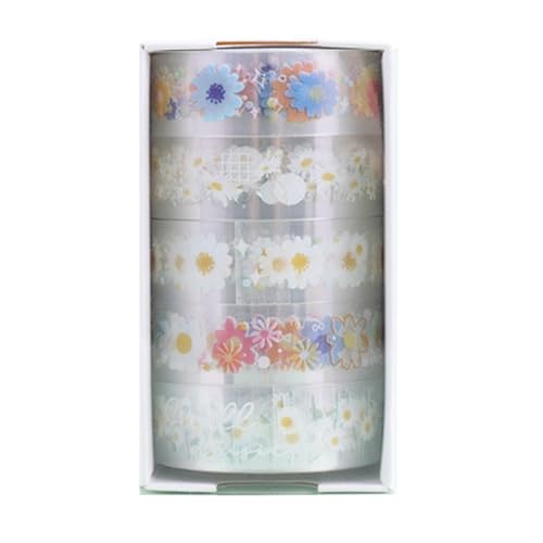 5 Rollen transparentes Klebeband, schönes dekoratives Klebeband, Blumenmuster, Abdeckband, Schmetterling, Bastelband, Scrapbooking-Zubehör 5 Rollen transparentes Klebeband, schönes dekoratives Klebeband, Blumenmuster, Abdeckband, Schmetterling, Bastelband, Scrapbooking-Zubehör von YIZITU