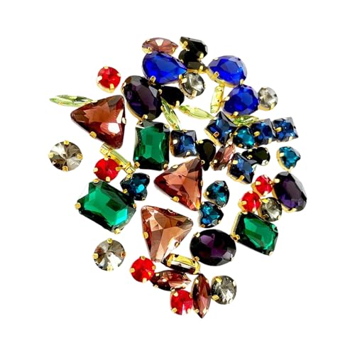 50 Stück Strasssteine zum Aufnähen mit flacher Rückseite, klares Glas, Kristallstein mit Loch für Kleidung, Kleid, Tasche, Schuhe und Schmuck 50 Stück Strasssteine zum Aufnähen mit flacher Rückseite, klares Glas, Kristallstein mit Loch für Kleidung, Kleid, Tasche, Schuhe und Schmuck von YIZITU