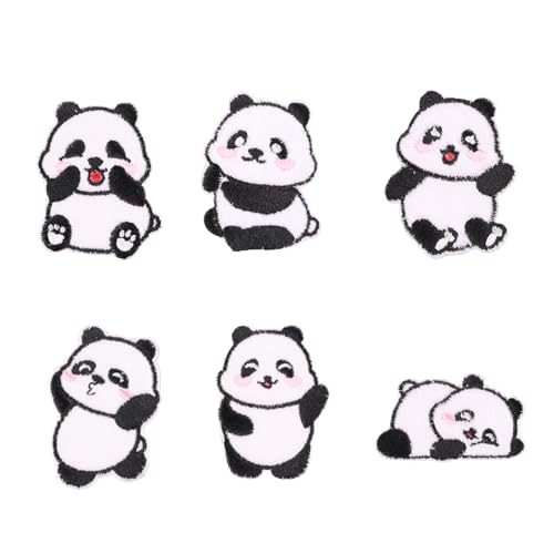 6 x Panda-Aufnäher, selbstklebend, kein Nähen für Kleidung, Hüte, Accessoires, Dekoration für Bastelliebhaber 6 x Panda-Aufnäher, selbstklebend, kein Nähen für Kleidung, Hüte, Accessoires, Dekoration für Bastelliebhaber von YIZITU