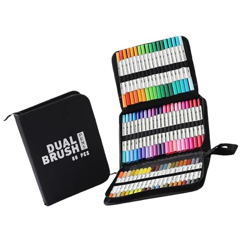 60/72/80/100 Farben Acrylstift Acrylfarbe Marker Doppelspitze Pinsel Stift Marker Bastelbedarf zum Zeichnen von YIZITU