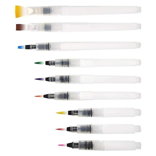9/12 Stück Aquarell-Pinselstift, nachfüllbar, Malerei, Wasserpinselstift, flache Spitze für Gouache-Aquarell-Kunstmalerei, nachfüllbare Wasserpinsel 9/12 Stück Aquarell-Pinselstift, nachfüllbar, Malerei, Wasserpinselstift, flache Spitze für Gouache-Aquarell-Kunstmalerei, nachfüllbare Wasserpinsel von YIZITU