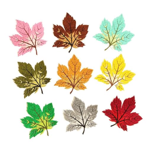 9 Stück mehrfarbige Ahornblatt-Applikationen zum Aufnähen und Aufbügeln für Kleidung, Kunst, Abzeichen, Aufkleber, Dekoration, schwarze Metall-Patches 9 Stück mehrfarbige Ahornblatt-Applikationen zum Aufnähen und Aufbügeln für Kleidung, Kunst, Abzeichen, Aufkleber, Dekoration, schwarze Metall-Patches von YIZITU