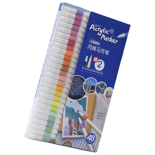 Acryl-Marker-Set mit 12/24/48 Farben, Acrylstifte, Acrylfarbe, Marker für Glassteinmalerei von YIZITU
