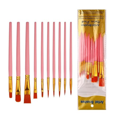 Acryl-Pinsel-Set, Malerei, Kunstzubehör für Aquarell, Gouache, Acryl, Künstler, Nylonhaar, Acryl, Aquarell, 10 Stück von YIZITU