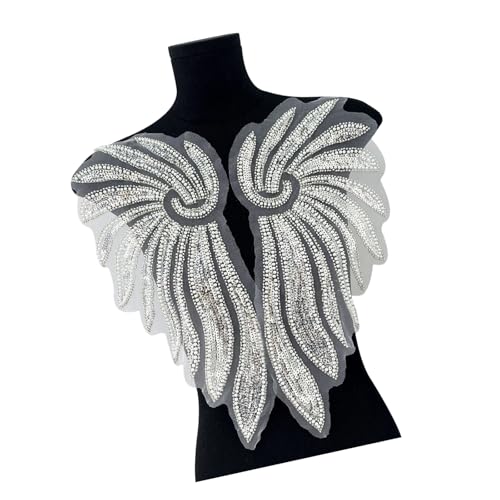 Braut-bestickte Flügel-Applikation mit Pailletten und Perlen für Hochzeitskleider & Abendkleider, Hochzeitskleid-Applikation von YIZITU