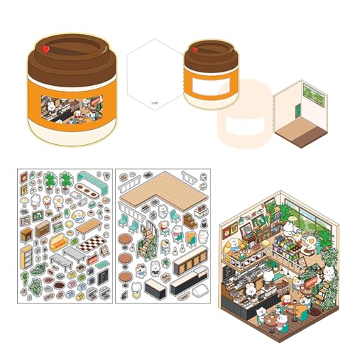 Cartoon Backladen Landschaft Aufkleber Scrapbook Aufkleber 2.5D Szene Aufkleber Ästhetische Aufkleber Scrapbooking Supplies Szene machen Aufkleber Dekorative Aufkleber Cartoon Landschaft Aufkleber für von YIZITU