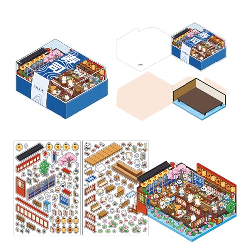 Cartoon Backladen Landschaft Aufkleber Scrapbook Aufkleber 2.5D Szene Aufkleber Ästhetische Aufkleber Scrapbooking Supplies Szene machen Aufkleber Dekorative Aufkleber Cartoon Landschaft Aufkleber für von YIZITU