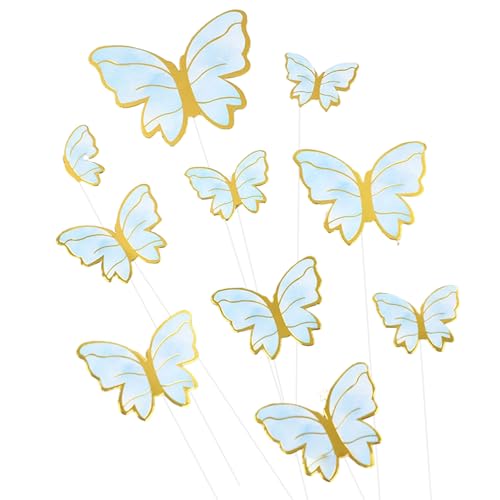 Cupcake-Dekorationen in Schmetterlingsform, lebensmittelecht, Papierbastelarbeiten, Backaufsätze für Hochzeit, Jahrestag, Geburtstag, Party, 10 Stück von YIZITU