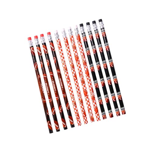 Holzbleistifte mit Fußball-Motiv, Zeichenstifte mit Radiergummi für glattes Schreiben, Baseball, Fußball, Schulbedarf, 12 Stück Holzbleistifte mit Fußball-Motiv, Zeichenstifte mit Radiergummi für glattes Schreiben, Baseball, Fußball, Schulbedarf, 12 Stück von YIZITU